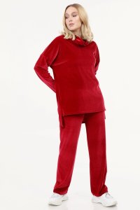 Degaje Kırmızı Kadife Eşofman