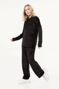 Degaje Siyah Kadife Eşofman