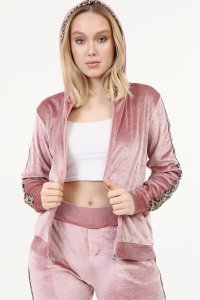 Leoparlı Pembe Bayan Kadife Takım