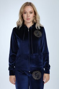 Bol Paçalı Lacivert Bayan Kadife Takım