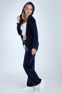 Bol Paçalı Lacivert Bayan Kadife Takım