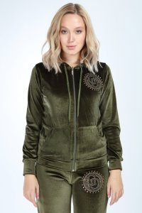 Bol Paçalı Haki Bayan Kadife Takım