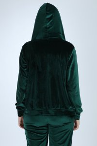 Taşsız Zümrüt Yeşil Paça Lastik Kadife Takım